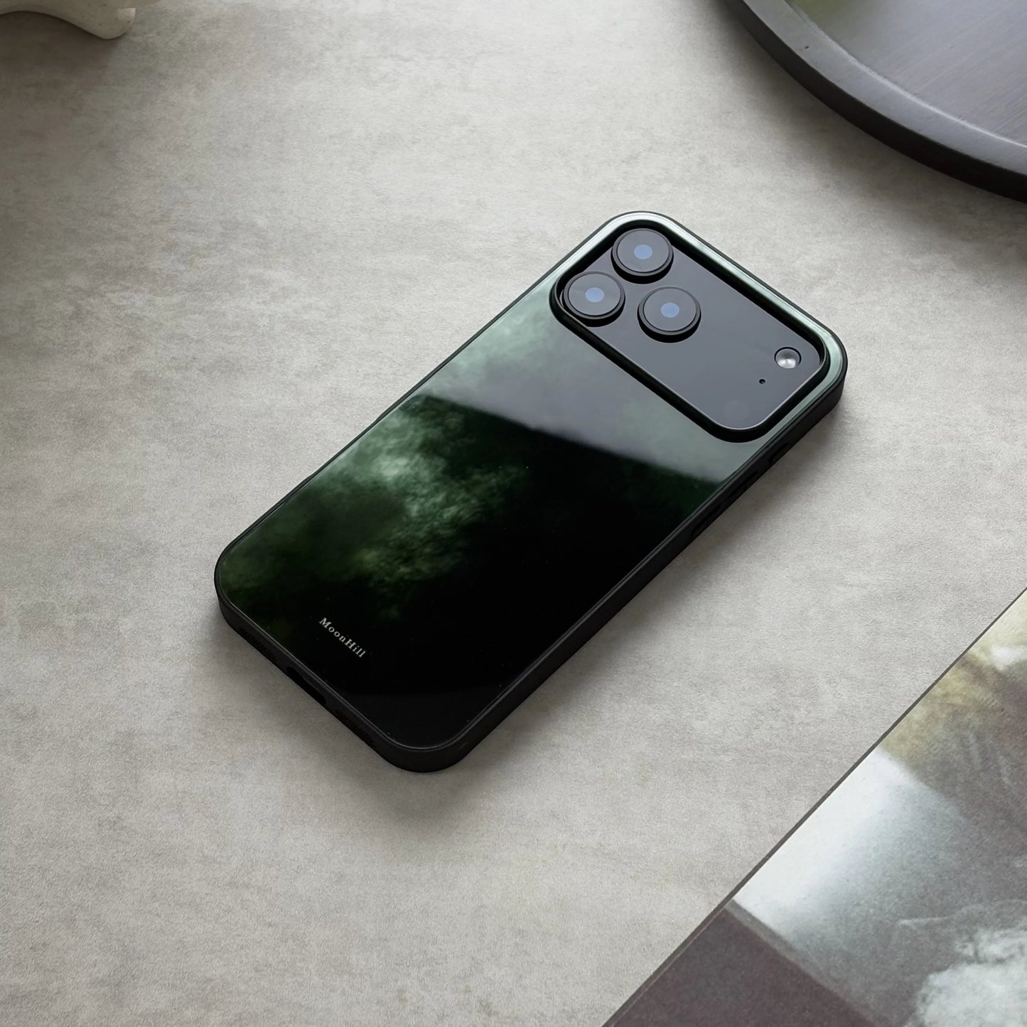 Serene forest art design anti-slip full-coverage tempered glass premium phone case