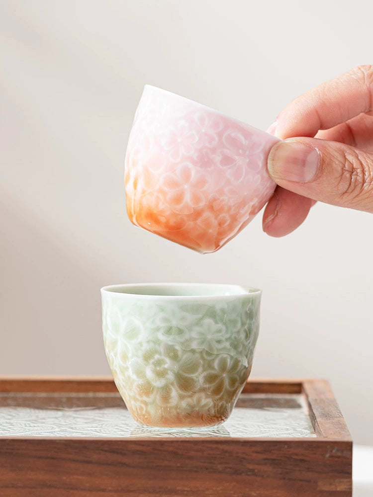 Ombré Cherry Blossom Relief Teacup