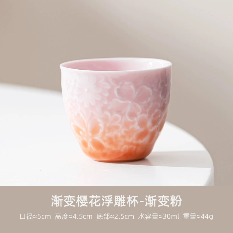 Ombré Cherry Blossom Relief Teacup