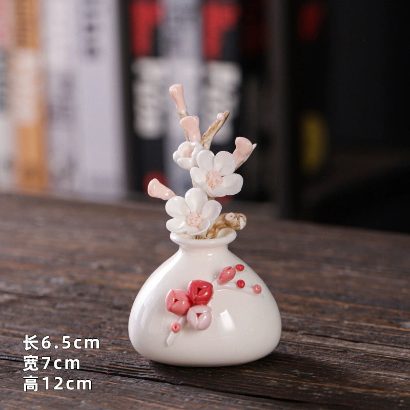 Hand Kneaded Ceramic Flower Branch Vase Flower Insert Set