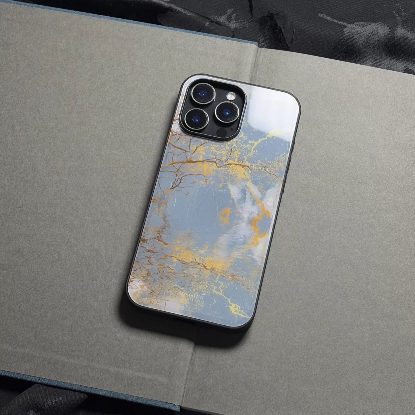 Yellow tree reflection non-slip full-coverage glass premium phone case