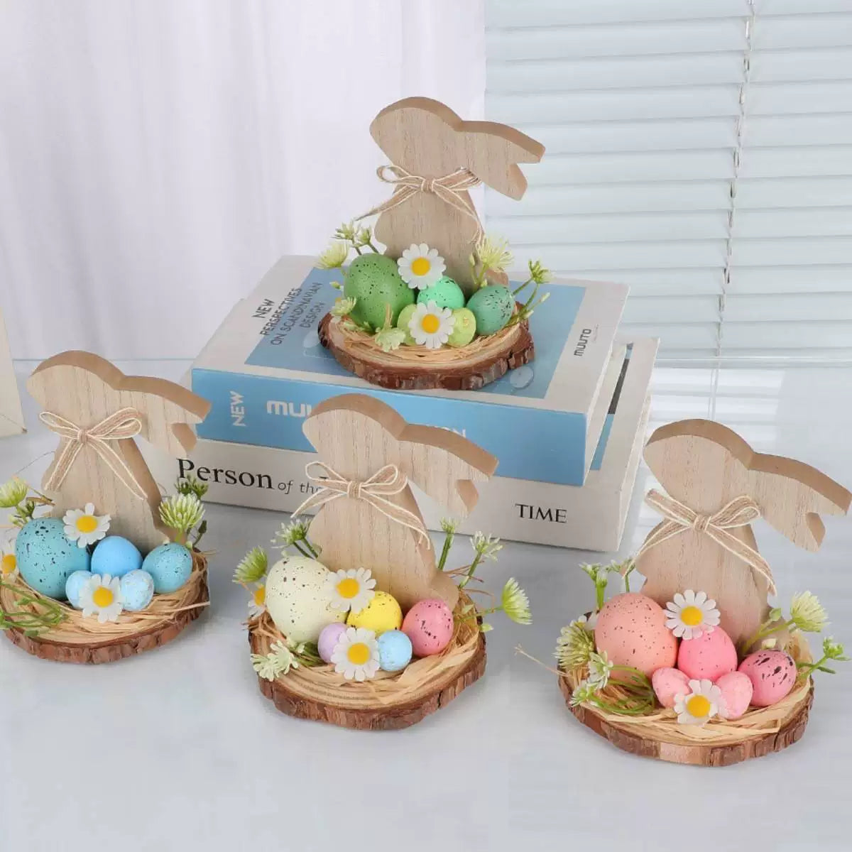 Easter Bunny Egg Simulation Flower Bunny-Shaped Desktop Ornament