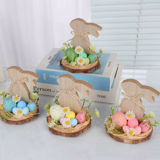 Easter Bunny Egg Simulation Flower Bunny-Shaped Desktop Ornament