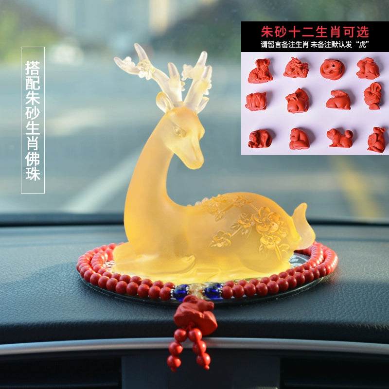 Crystal Deer Perfume Base with Agate Buddha Beads