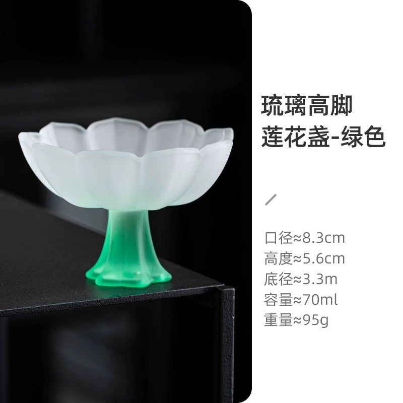 Lotus-Stemmed Colored Glass Cup