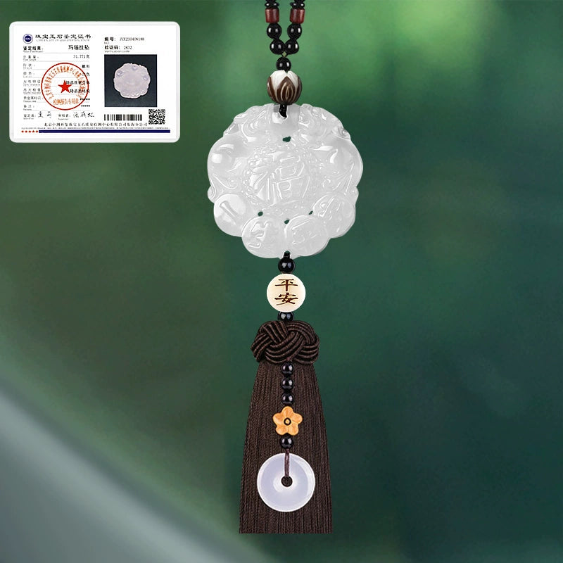 White Chalcedony Pi Xiu Pendant Car Accessory