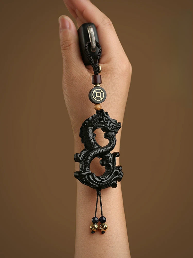 High-grade Ebony Zodiac Dragon Keychain