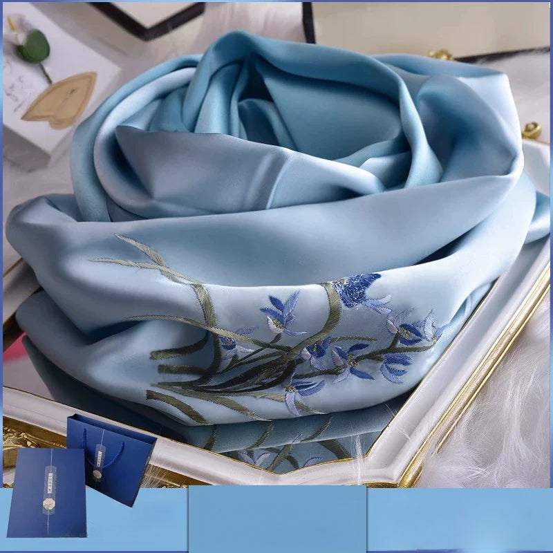 Shu Embroidery Handmade Embroidery Silk Scarf