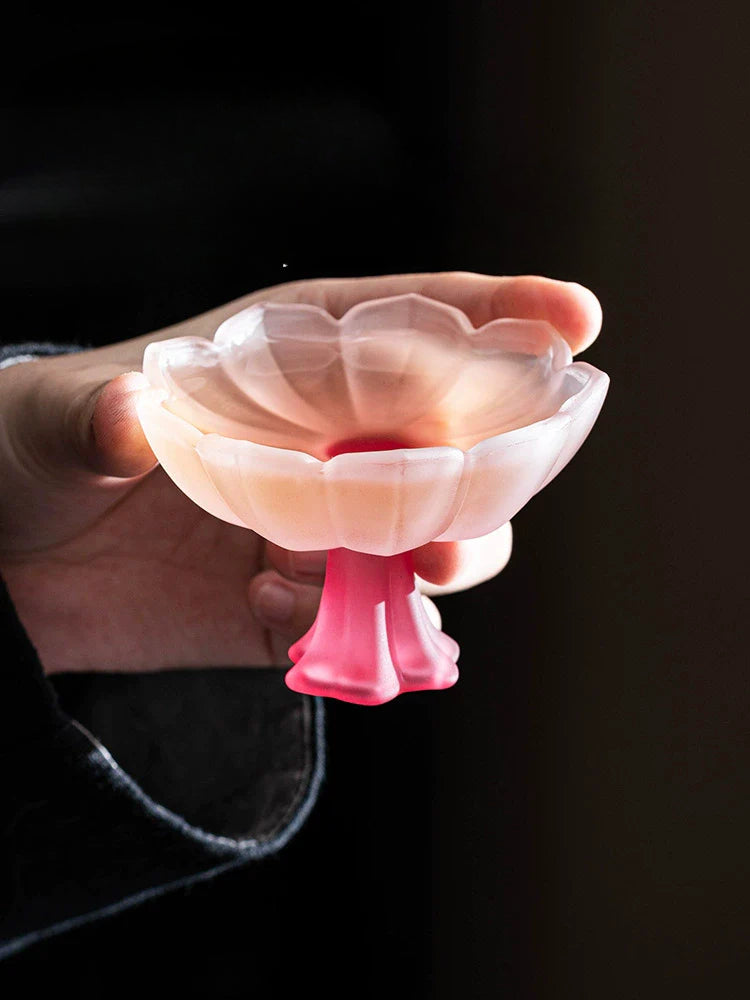 Lotus-Stemmed Colored Glass Cup