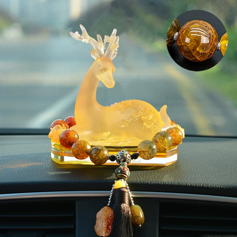 Crystal Deer Perfume Base with Agate Buddha Beads