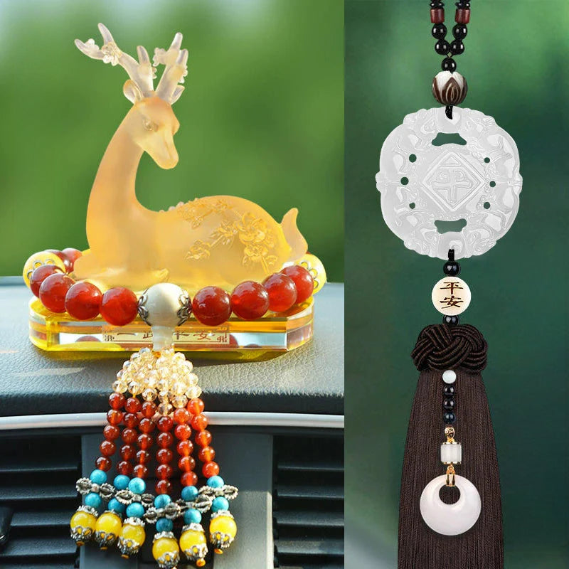 White Chalcedony Pi Xiu Pendant Car Accessory