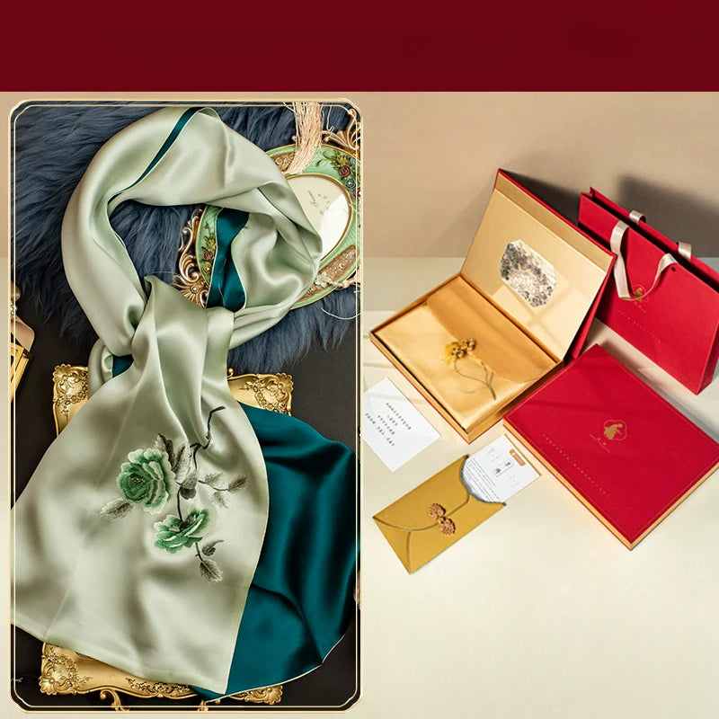 Purely handmade Suzhou embroidery peony silk scarf