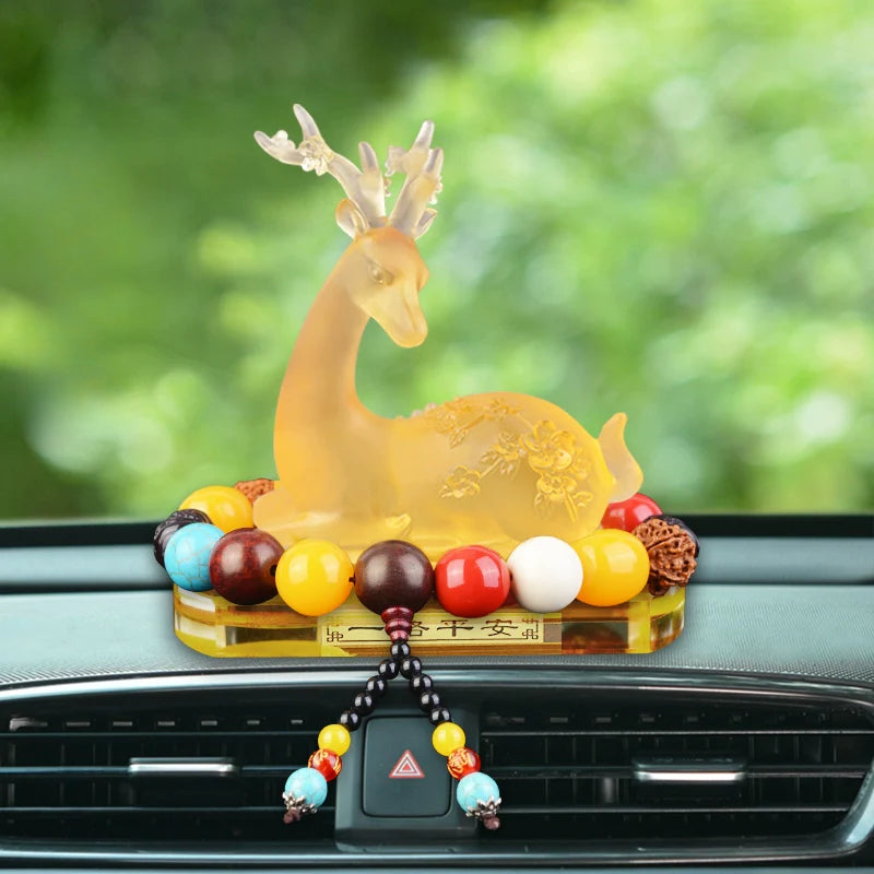Crystal Deer Perfume Base with Agate Buddha Beads