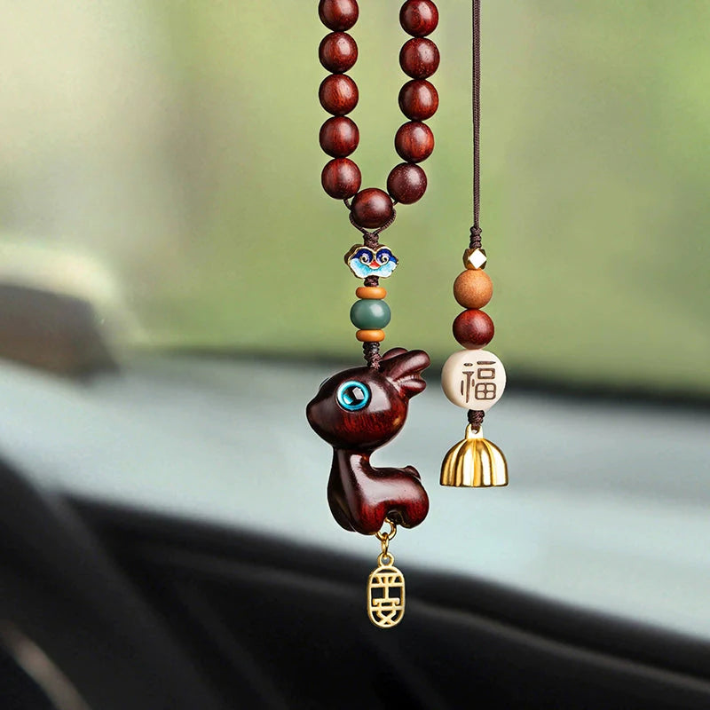 Cute Deer Sandalwood Car Pendant