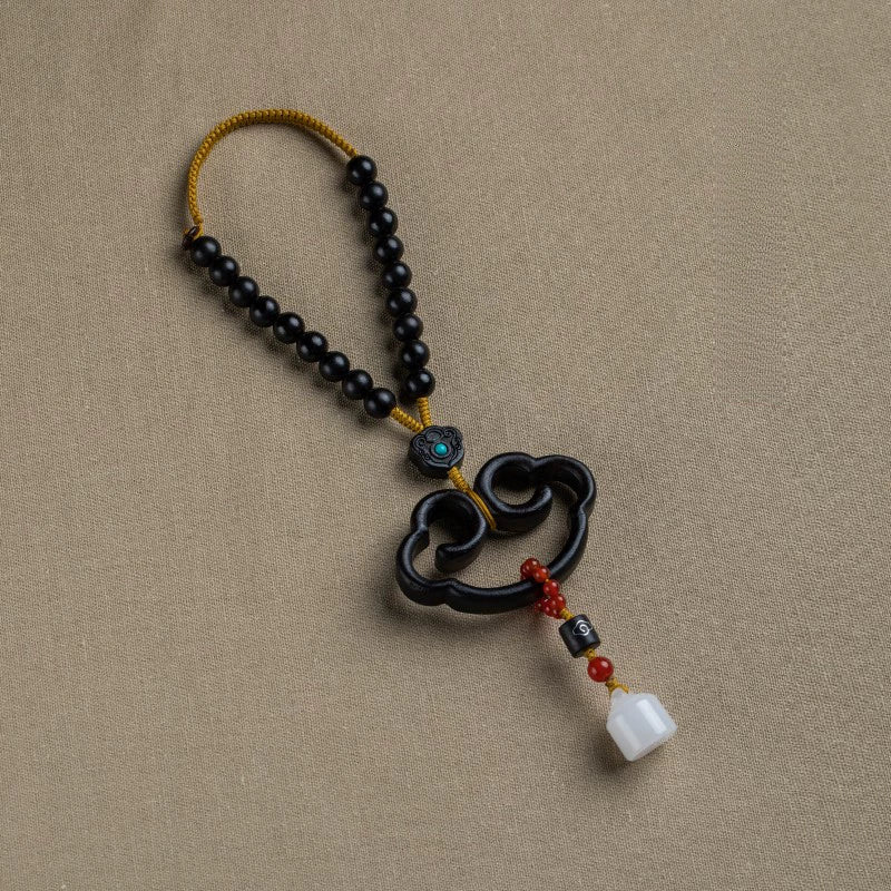 Natural Red Sandalwood Safety Lock Car Pendant