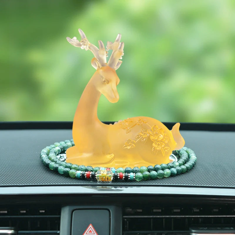 Crystal Deer Perfume Base with Agate Buddha Beads
