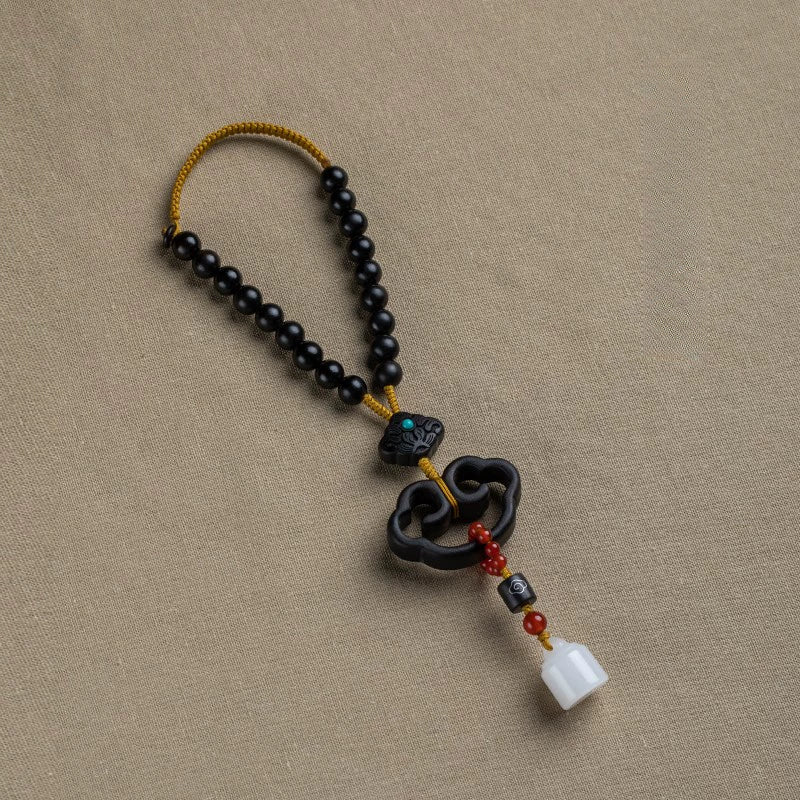 Natural Red Sandalwood Safety Lock Car Pendant