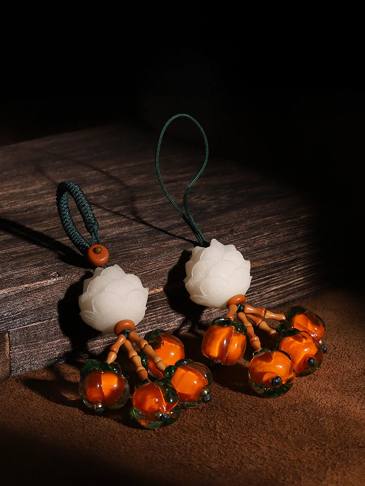 Chinese Style Bodhi Lotus Mobile Phone Chain Pendant Anti Rope Keychain