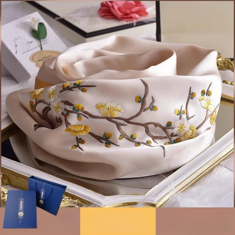 Shu Embroidery Handmade Embroidery Silk Scarf