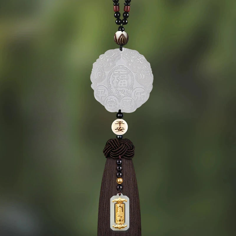 White Chalcedony Pi Xiu Pendant Car Accessory