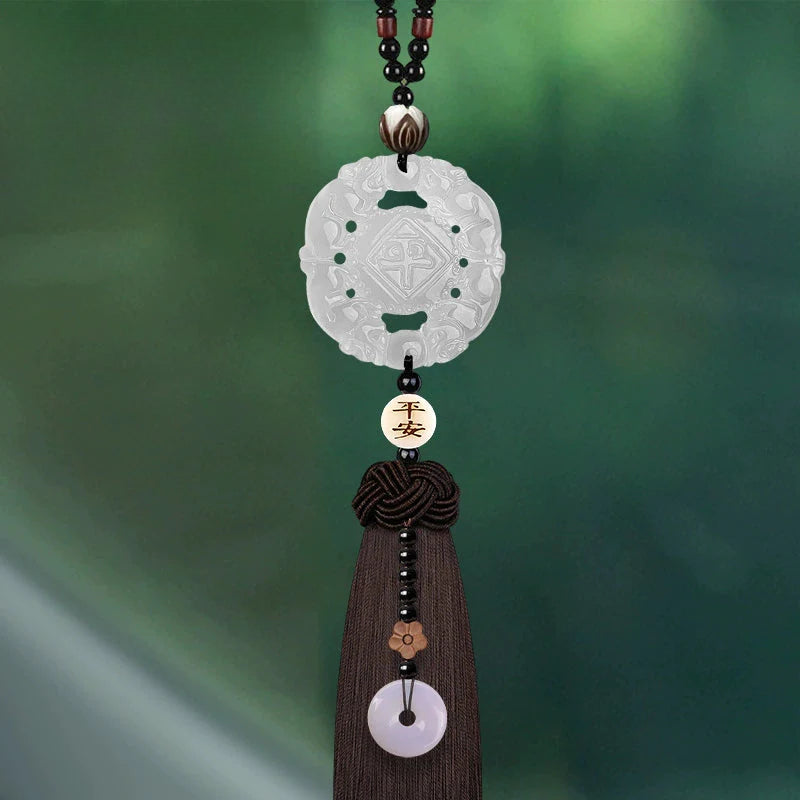 White Chalcedony Pi Xiu Pendant Car Accessory