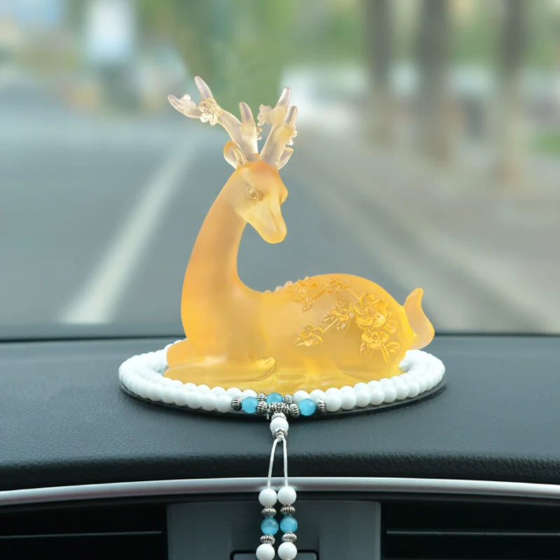 Crystal Deer Perfume Base with Agate Buddha Beads