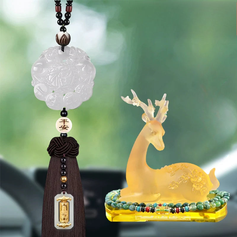 Crystal Deer Perfume Base with Agate Buddha Beads