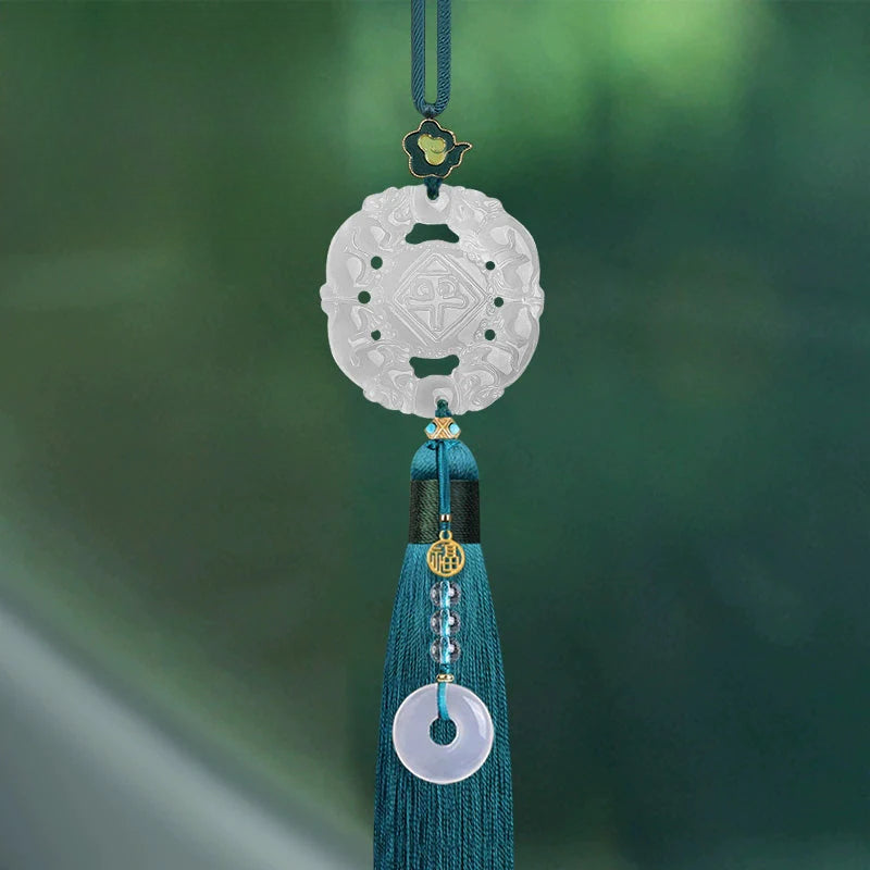 White Chalcedony Pi Xiu Pendant Car Accessory