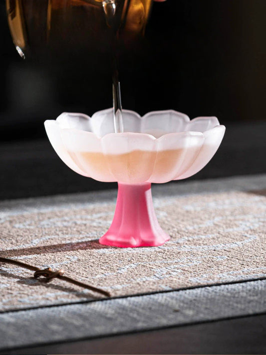 Lotus-Stemmed Colored Glass Cup