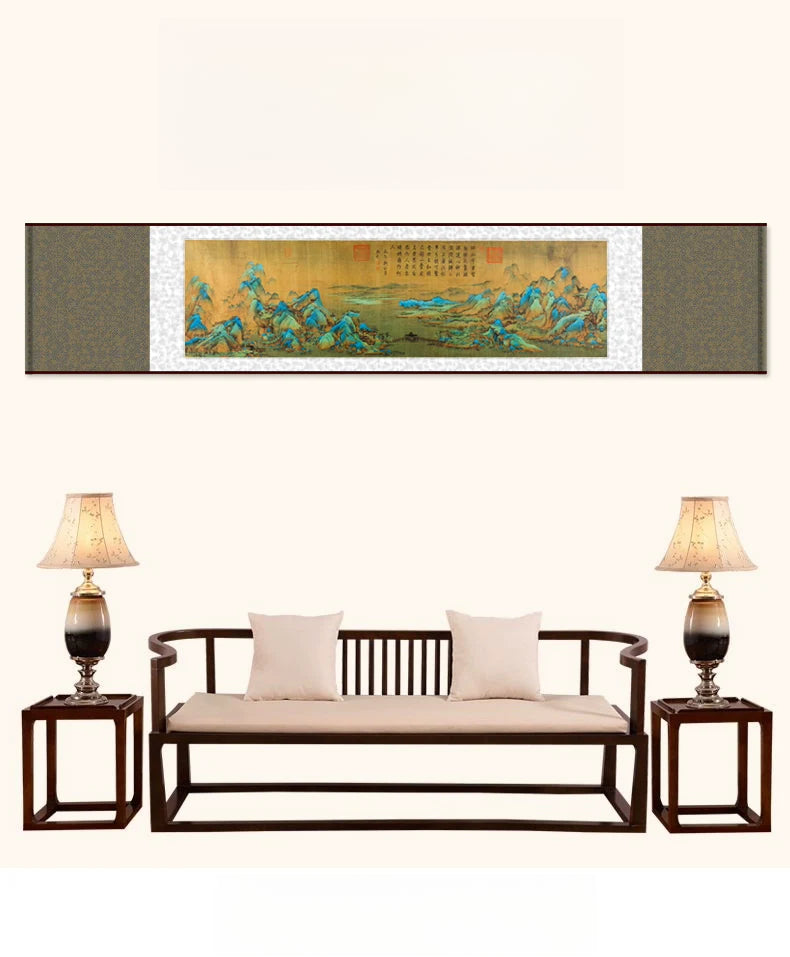 "Thousands of Miles of Rivers and Mountains" Silk Scroll Painting