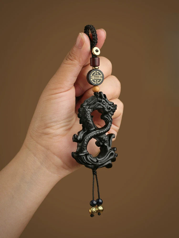 High-grade Ebony Zodiac Dragon Keychain