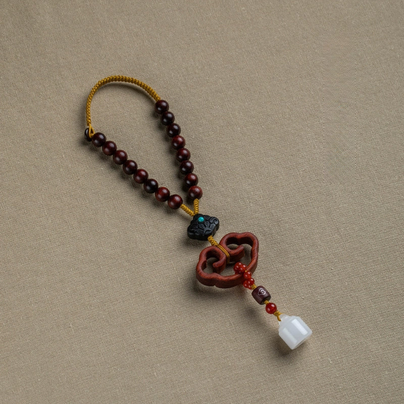 Natural Red Sandalwood Safety Lock Car Pendant