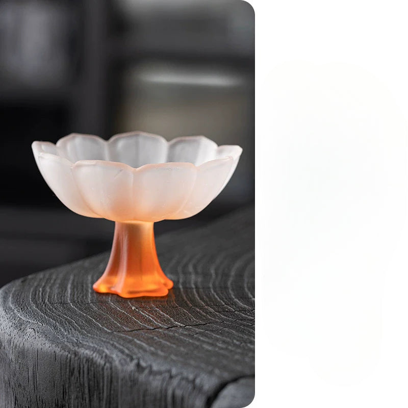 Lotus-Stemmed Colored Glass Cup
