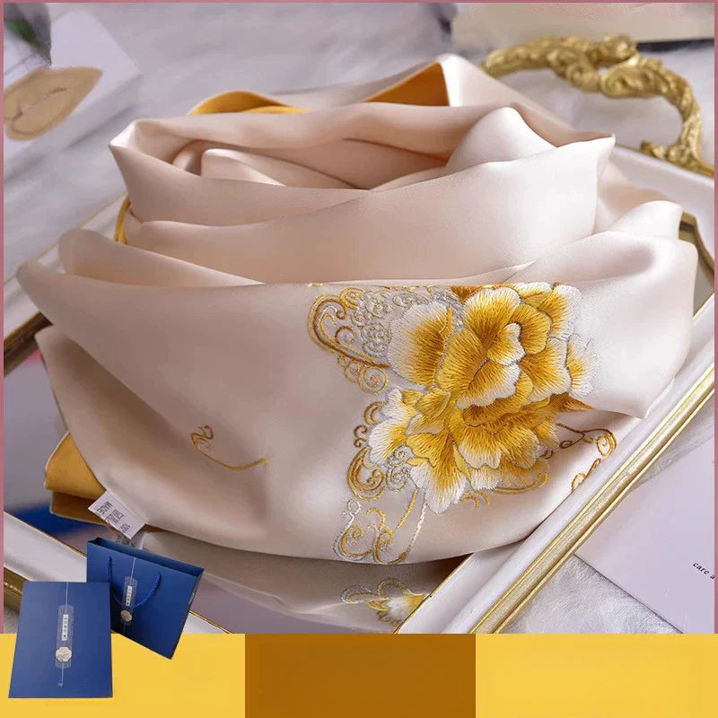 Shu Embroidery Handmade Embroidery Silk Scarf
