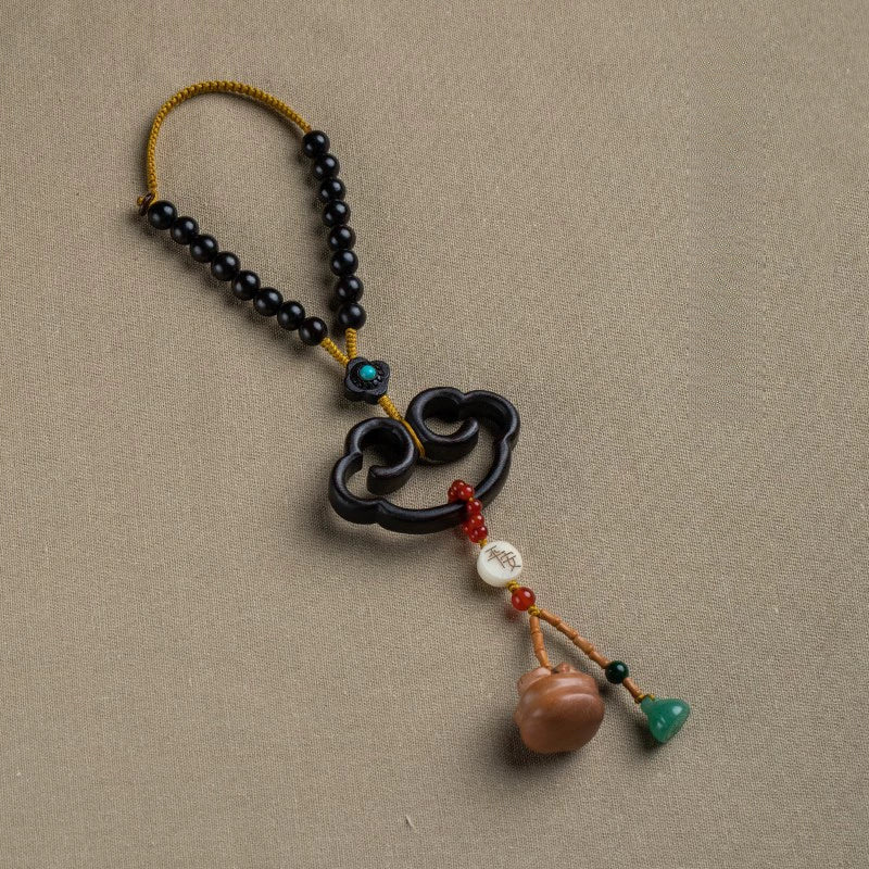 Natural Red Sandalwood Safety Lock Car Pendant