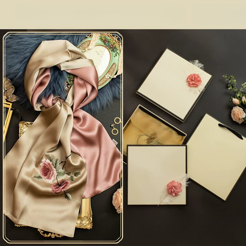 Purely handmade Suzhou embroidery peony silk scarf