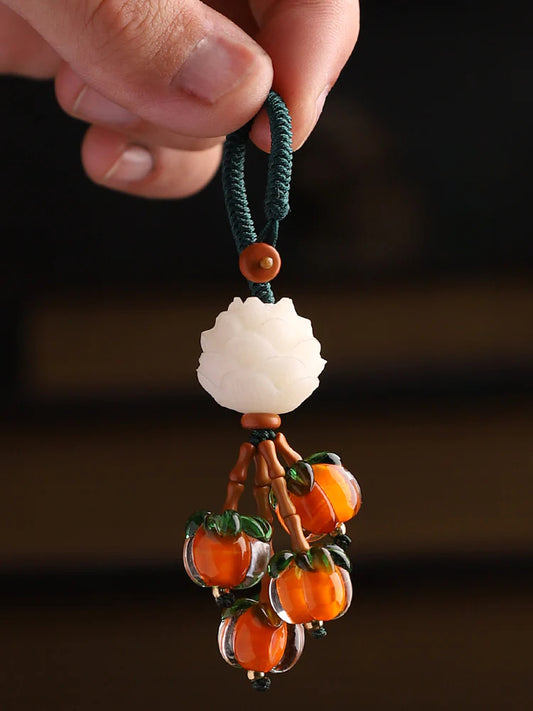 Chinese Style Bodhi Lotus Mobile Phone Chain Pendant Anti Rope Keychain