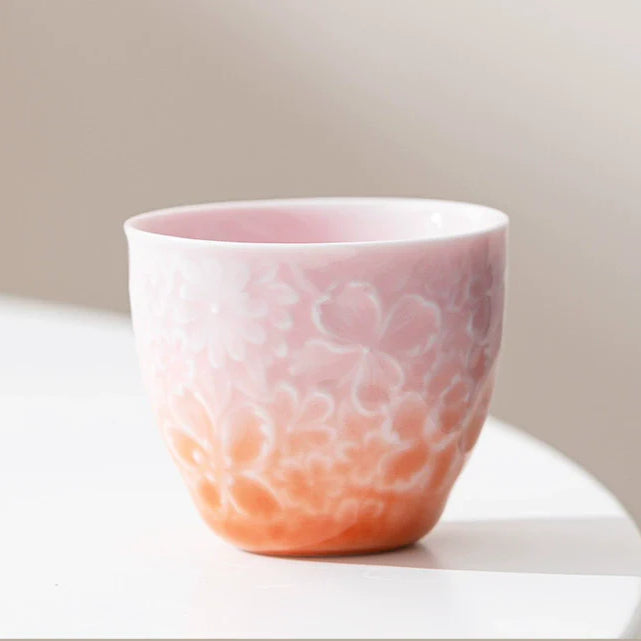 Ombré Cherry Blossom Relief Teacup