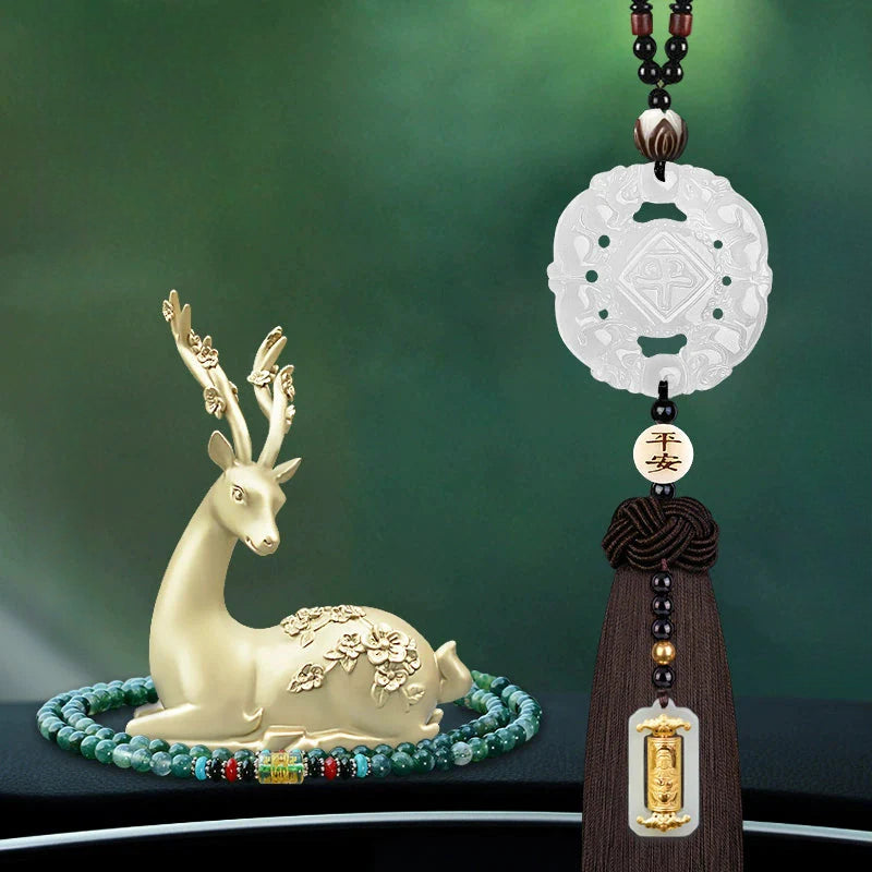 White Chalcedony Pi Xiu Pendant Car Accessory