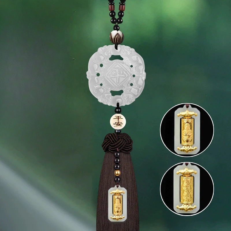 White Chalcedony Pi Xiu Pendant Car Accessory