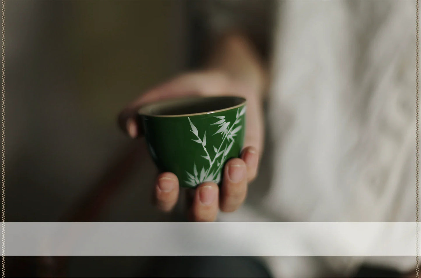 Hand-Painted Bamboo Leaf Vintage Tea Cup