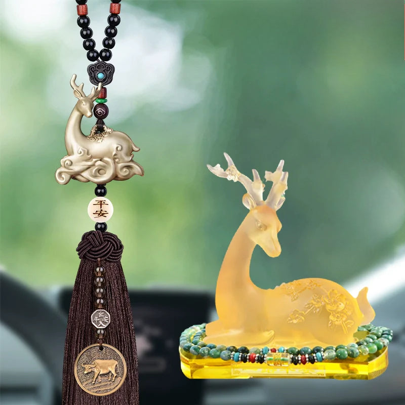 Crystal Deer Perfume Base with Agate Buddha Beads